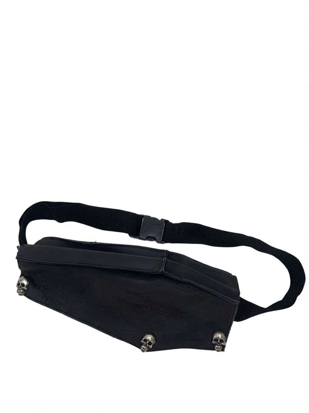 Skull Leather Cross Body Fanny Pack Skeleton Waist Gothic Black Halloween Coffin